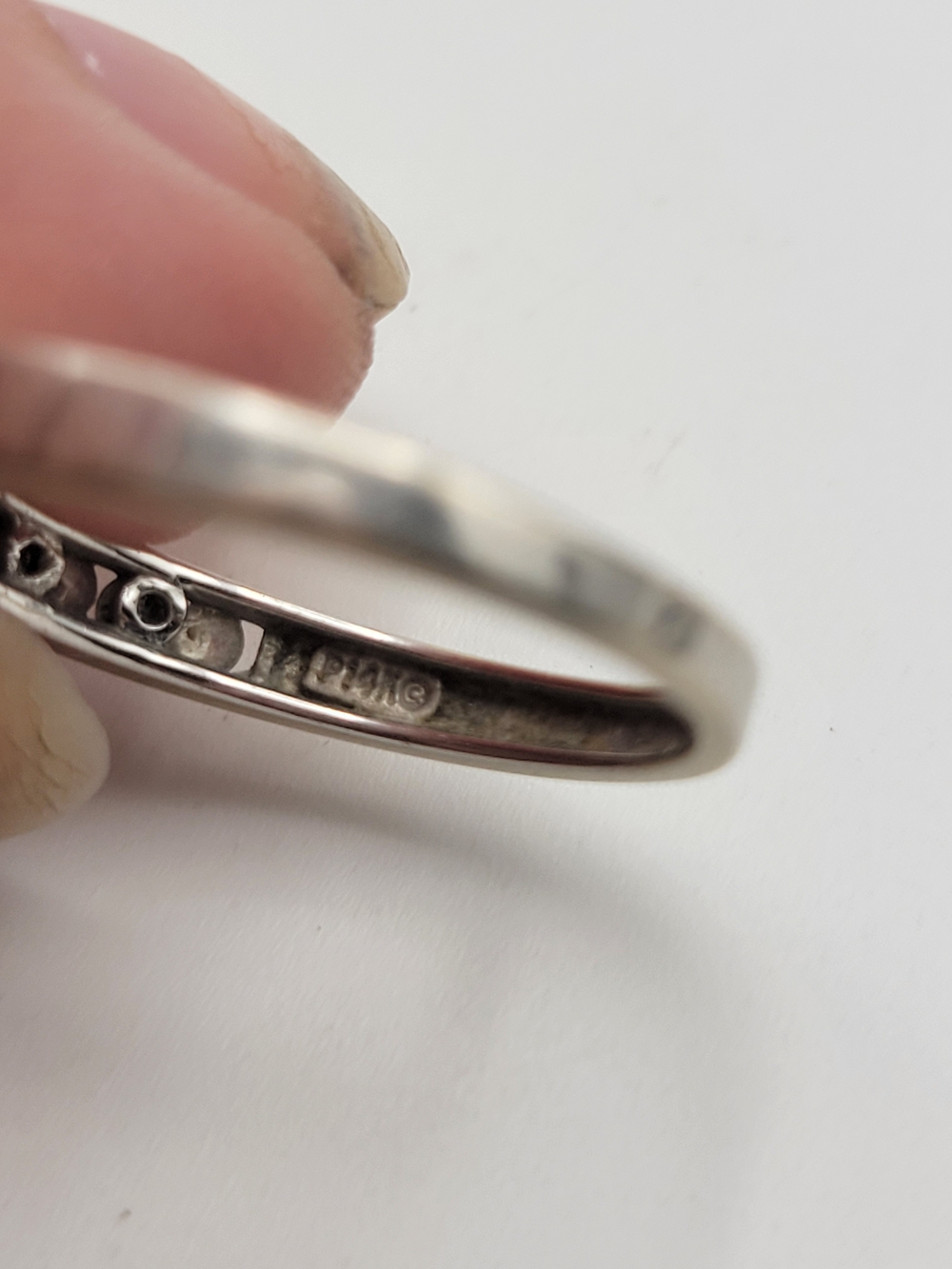 Vintage 14k Plumb DQ CZ White Gold Wedding Set Size 7.75 - Picture 7 of 11